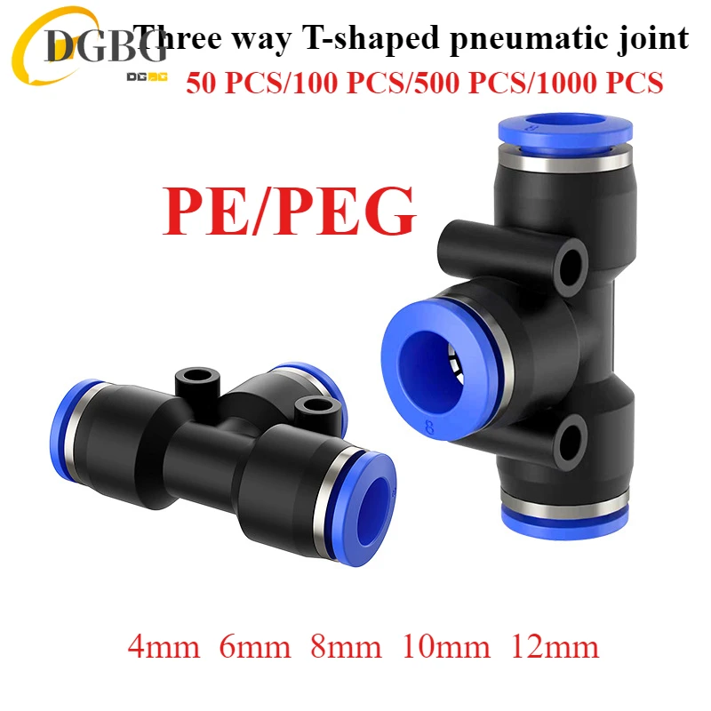 50/100/500PCS Pneumatic Fittings Connecotrs 4/6/8/10/12mm PE/PEG Type Quick Release Push In Connection For Air Water Hose Tube