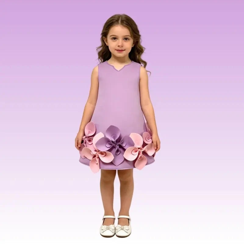 2025 New Girls Sleeveless Vest Design Dress Costume Flower Girl Party Gown Children Pageant Formal Attire Elegant Outfit Vestido