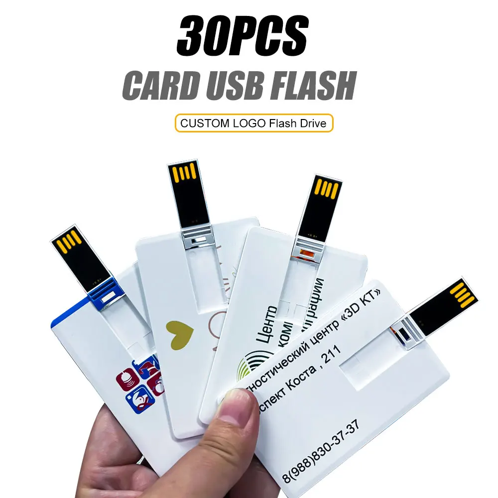 

30pcs/lot Pen Drive 64GB High Speed Bank Credit Card USB Flash Drive 128GB 8GB 16GB Pendrive 32GB Memory Usb Stick Flash Drive