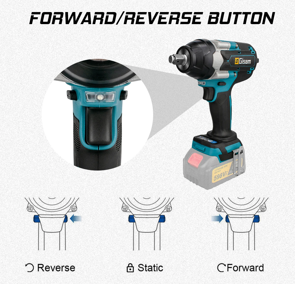 1800N.M Torque Brushless Cordless Electric Impact Wrench Without Battery 1/2 inch Wrench Power Tools for Makita 18V Battery