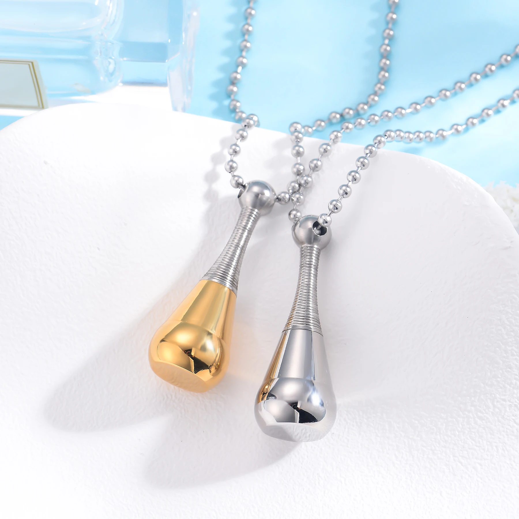 Mode Edelstahl Parfüm Flasche Memorial Schmuck für Asche Andenken Anhänger Feuerbestattung Urne Halskette für menschliche Asche – Detail 4