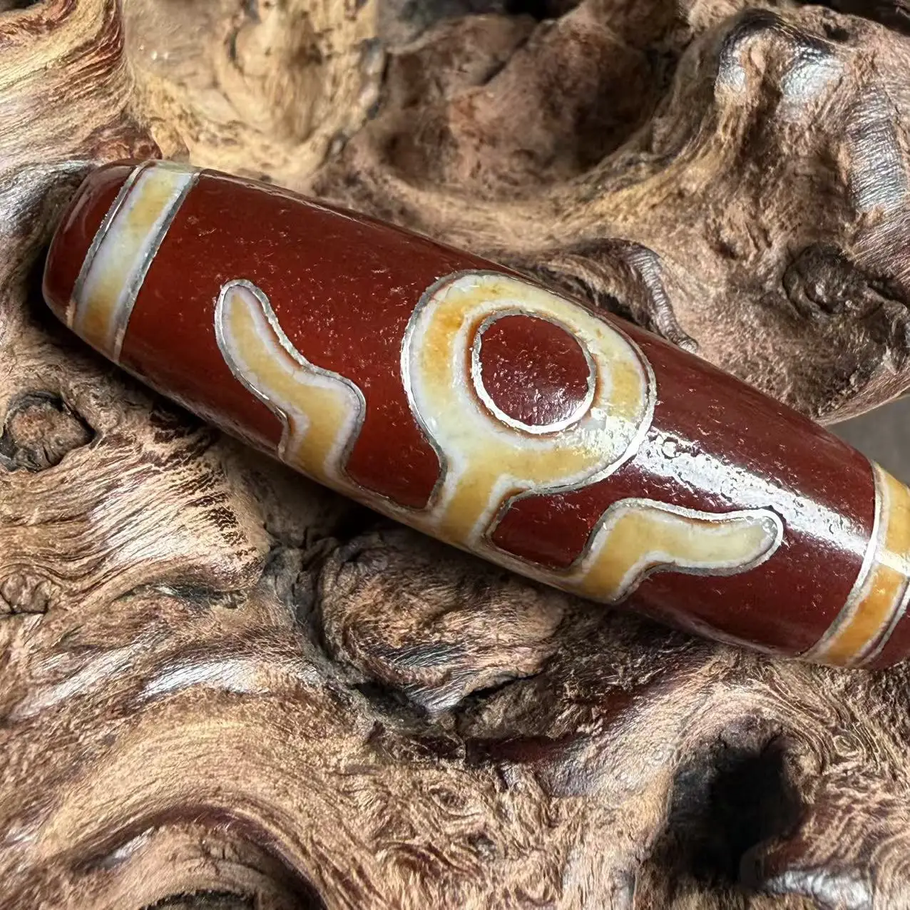 Big Men Antique high-oil patina with silver-thread inlays beads for Men and women's Jewelry