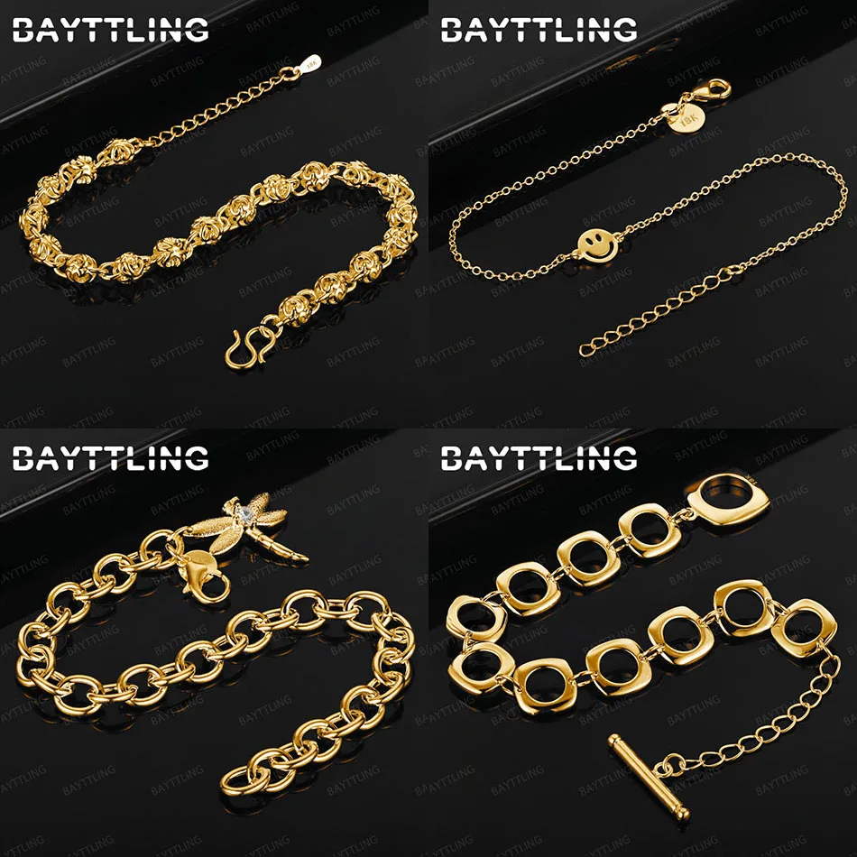

Charm 925 Sterling Silver 18K Gold Delicate Dragonfly Square Bracelet Fashion Women's Gift Accessories Jewelry Wedding