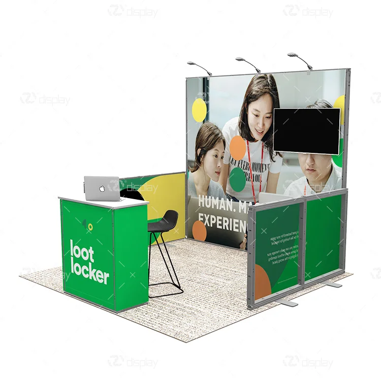 10x10 3x3m الخطي وحدات الإطار المعدني معرض إعلاني معرض التجارة عرض الحدث كشك عرض الوقوف مع الرف