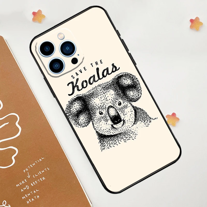 Cute Australia Koala Art Case For iPhone 11 12 13 14 15 16 Pro Max 15 16 Plus 13 12 Mini X XS XR Cover