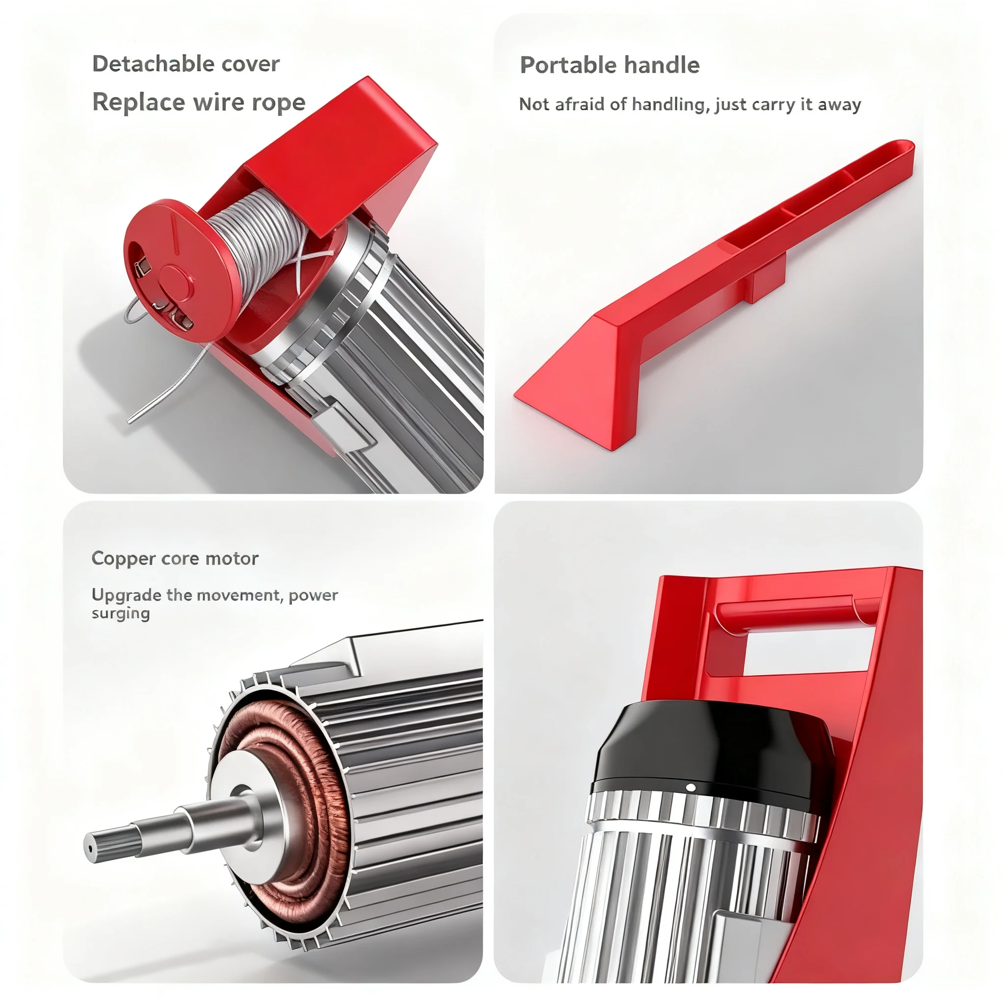 300KG 220V  Mini Electric Hoist, Household Lifting Winch with Remote Control & Steel Wire for Light Duty Material Hoisting