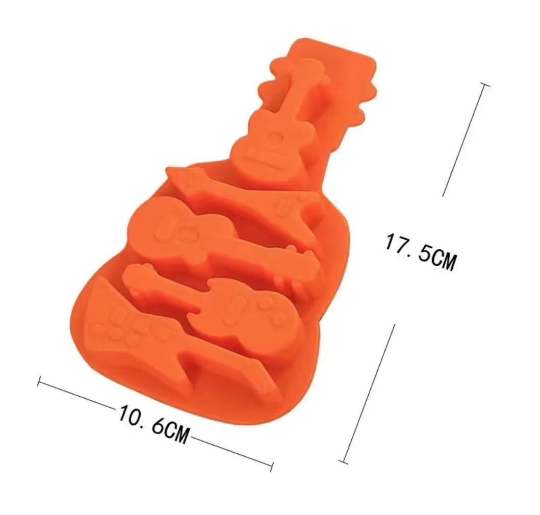 Creative Guitar Shape Silicone Cake Molds Ice Cube Tray Chocolate Soap Moulds Kitchenware Baking Tools Random Color E145