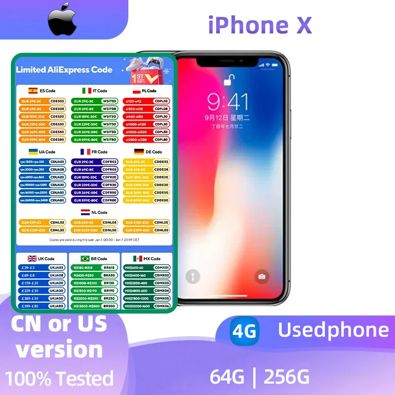 Apple iphone X ios 5.8 inch 256GB ROM All Colours in Good Condition Original used phone