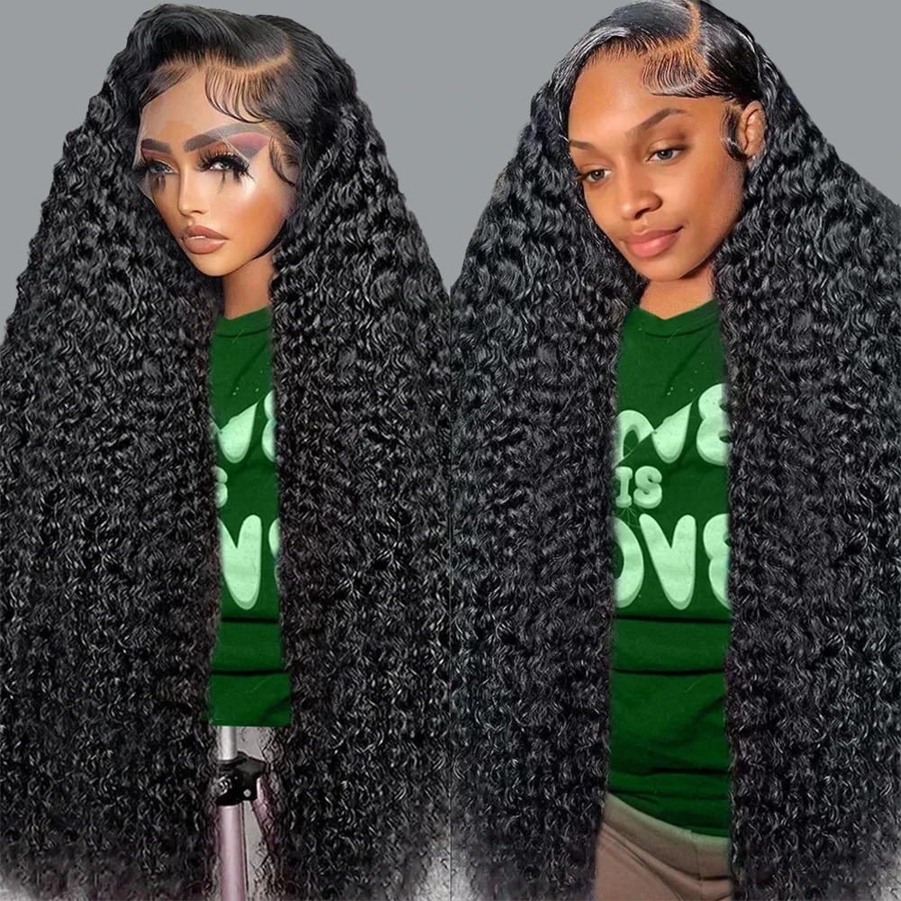 36 Inches 13x4 Water Curly Remy Full Lace Front Wig 13x6 Lace Frontal Human Hair Wig Deep Wave Preplucked Hair For Women On Sale