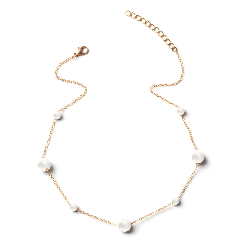 2022 Trend Wedding Party Jewelry Vintage Pearl Choker Necklace For Women Elegant White Imitation Mixsize Pearl Necklaces X0120