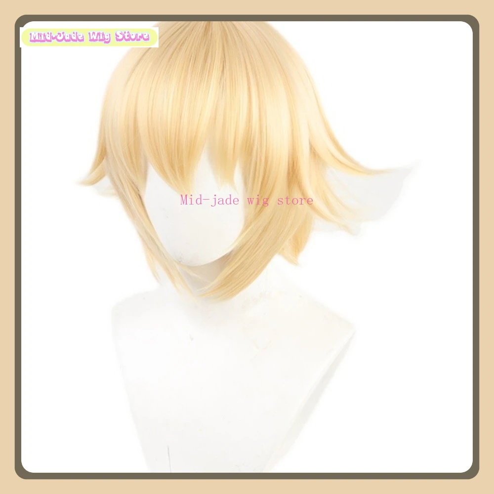 

Genshin Impact Dainsleif Cosplay Yellow Anti Curling Anime Cosplay Party Synthetic Heat-resistant Fiber Mid-jade Wig Store