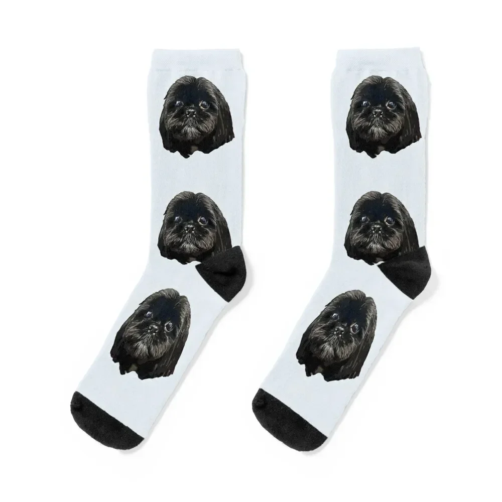

Shih Tzu Black Puppy Dog Face Socks designer brand short christmas gift japanese fashion Designer Man Socks Women's