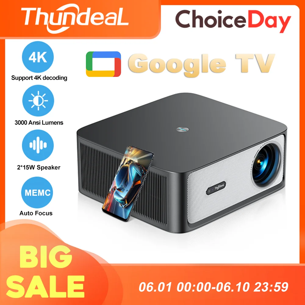 ThundeaL TD98 Pro ATV sous licence officielle Google Android TV 4K Full HD 1080P projecteur vidéo TD98Pro projecteur de faisceau de film à domicile