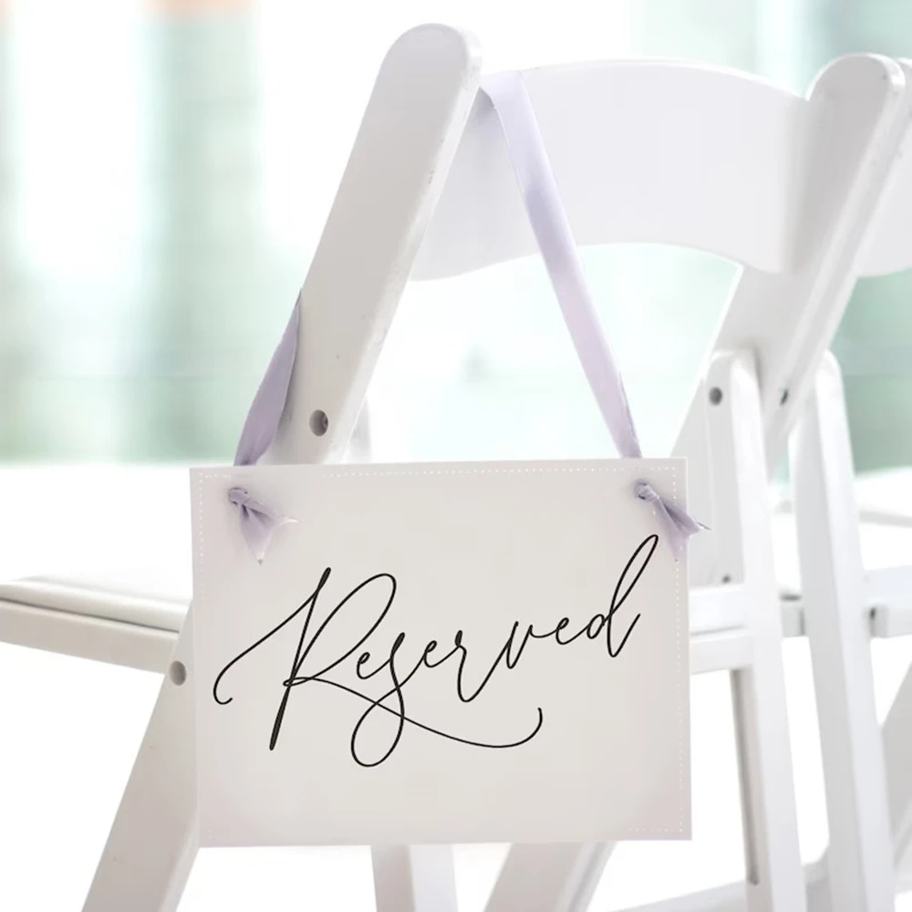 2 RESERVED Signs for Wedding Chairs or Church Pews | Event Seating Accessories 3028