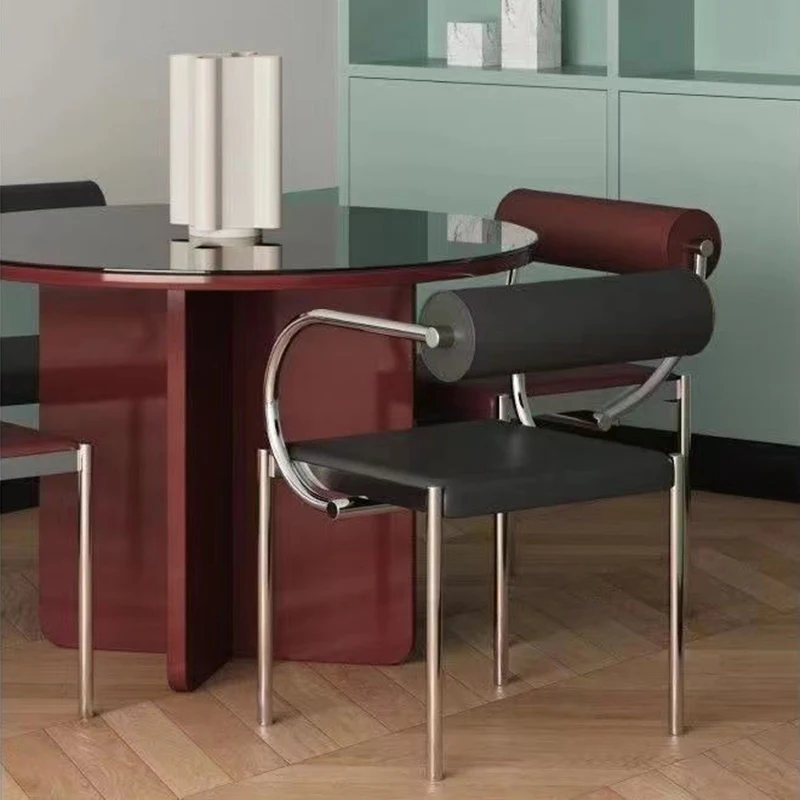 Modern Dining Chairs Metal Chair with Backrest Luxury Interior Chair Minimalism Living Room Armchairs Single Person Furniture