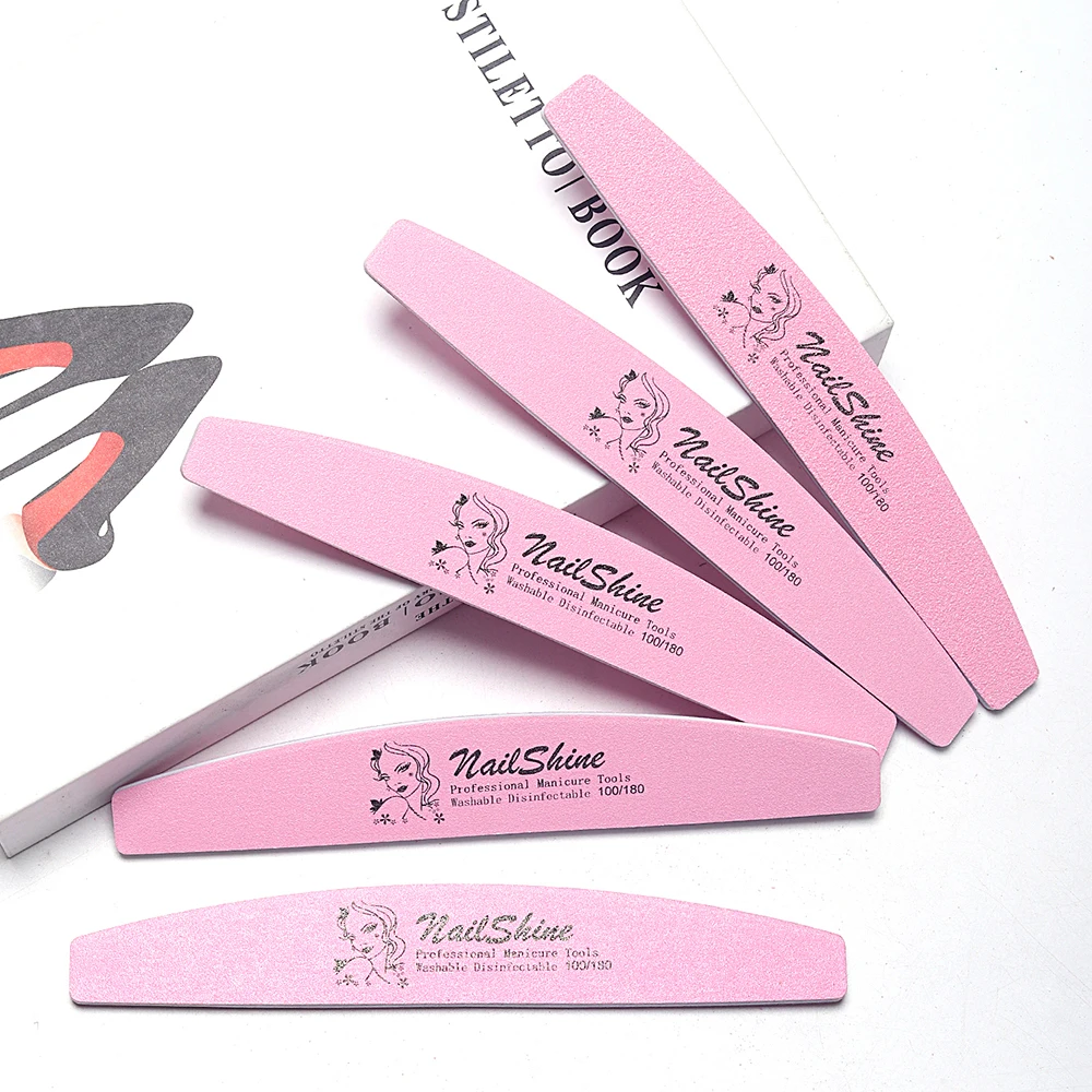 

2/5/10 Pcs/Lot Professional Nail Files 100 180 Grit Pink Sandpaper Nails Art File Nail Stylist Supplies Pedicure Manicure Tools