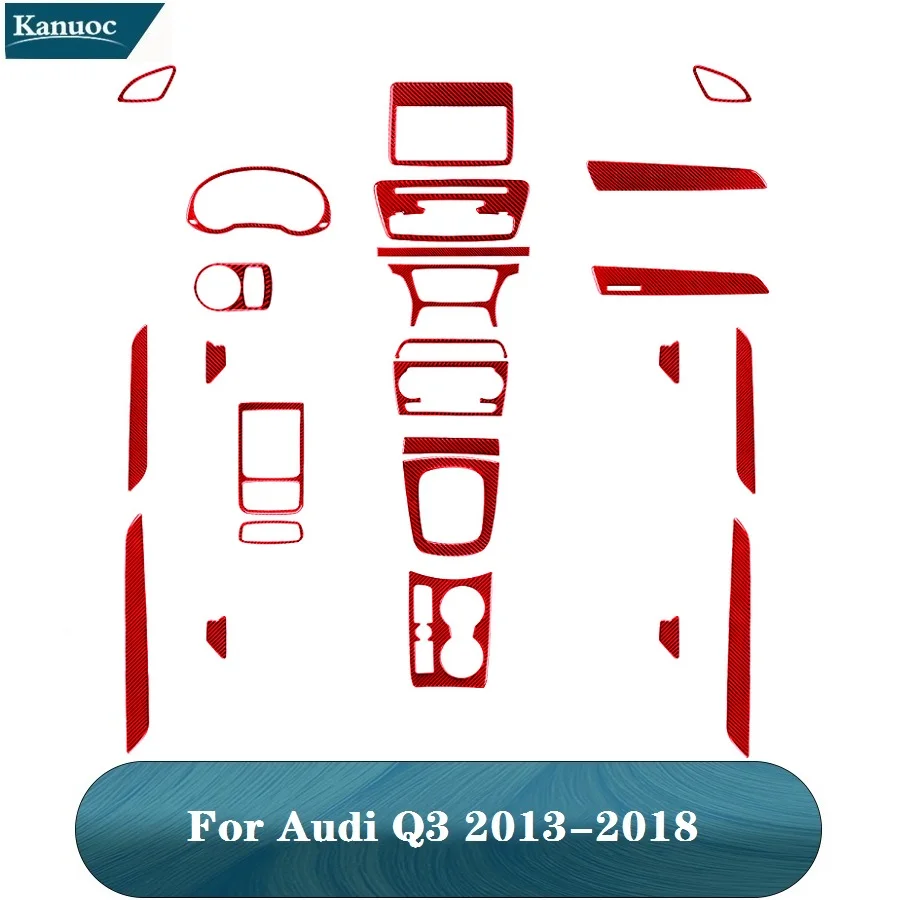 

For Audi Q3 2014-2018 Various Parts Red Carbon Fiber Stickers Car Interior Decorative Accessories