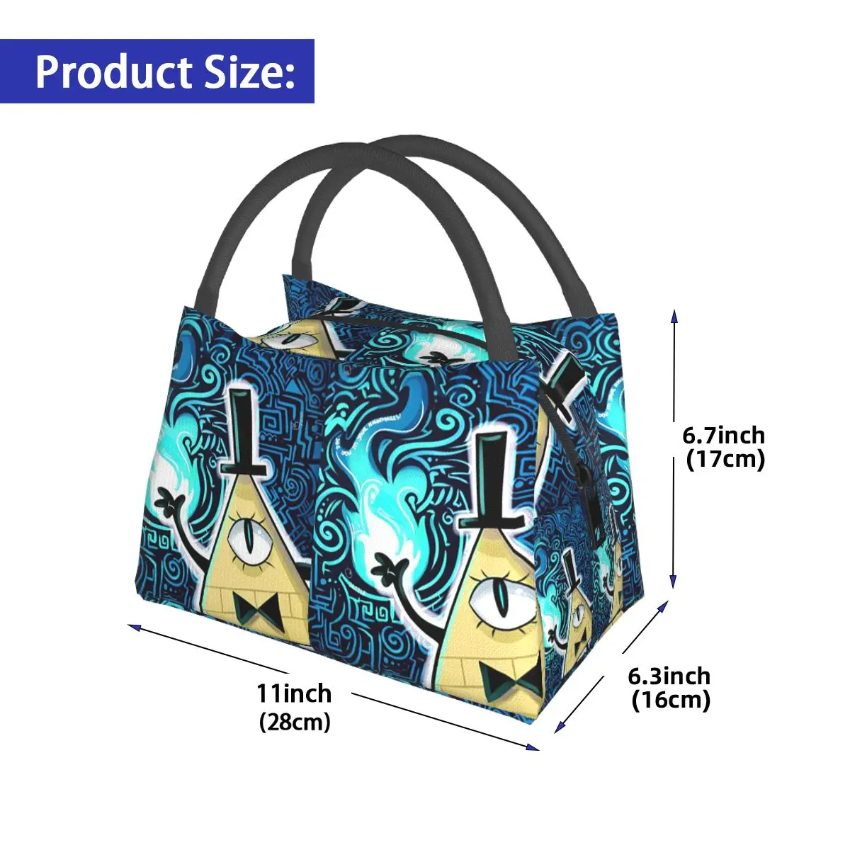 Cartoon Gravitys Falls Insulated Lunch Bag for Women Kids Portable Food Boxes Thermal Lunch Box Tote