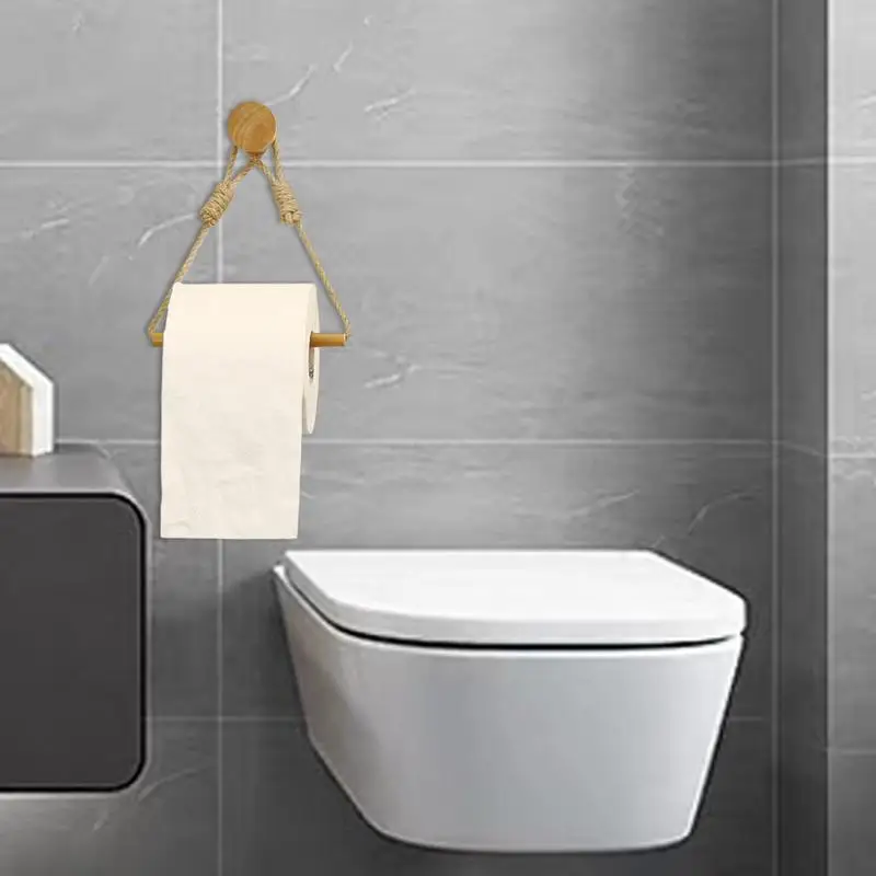 Soporte de papel higiénico montado en la pared, accesorios de baño, soporte de papel enrollable de madera para toallero