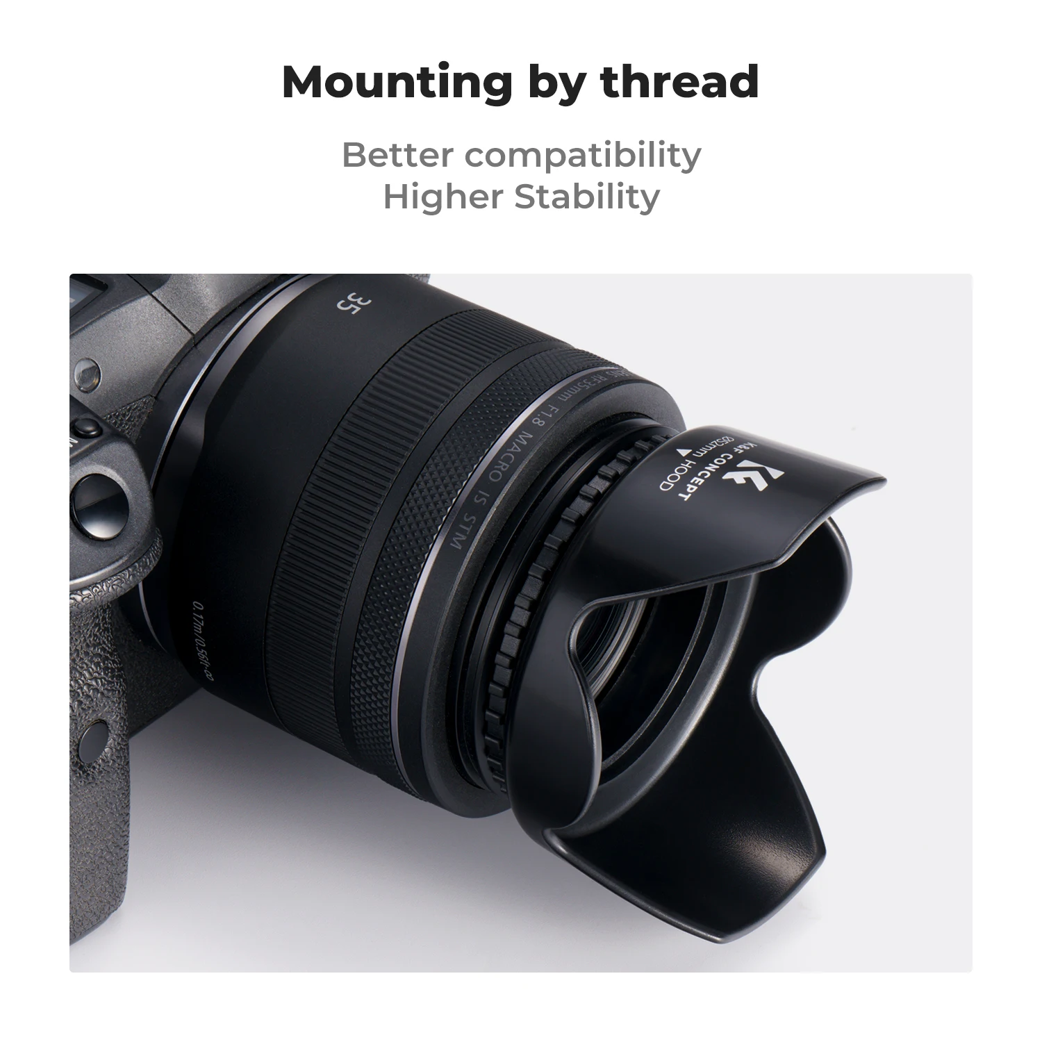 K&F CONCEPT Tulpenförmige Gegenlichtblende 52/58/67mm Schraubbare Universelle Gegenlichtblende mit Reinigungstuch für Canon Sony Kameras – Detail 3
