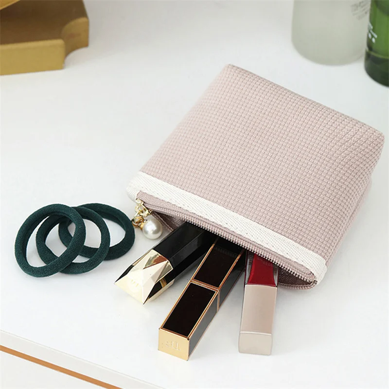 2PCS Corduroy Makeup Bags Large Capacity Women Toiletries Organizer Zipper Solid Makeup Bag Purse Travel Cosmetics Storage Bags