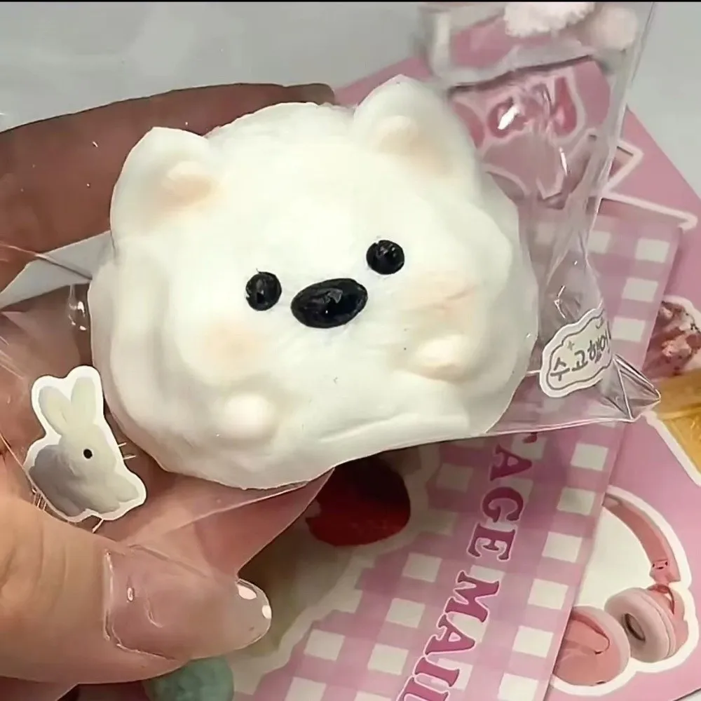 Cute Cat Dog Squishy Toy Stress Relief Fidget Doll Cartoon Squeeze Doll Slow Rebound White Yellow Pinch Decompression Toy