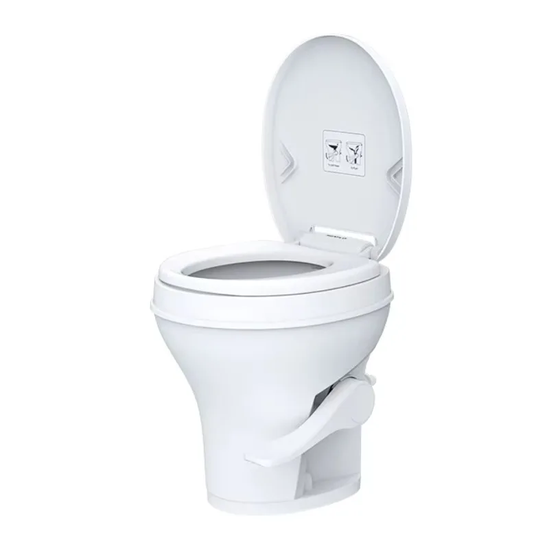 Residential Height RV Toilet High-Powered Tri-Directional Flush Nozzles Remove Foot Pedal ToiletATV&UTV