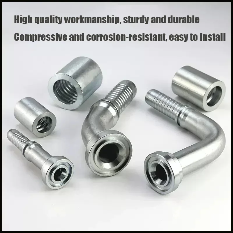 High-Pressure Crimping Joint Steel Flange Joint Connector F30-79 to Pipe13-51mm Barbed Tube Fitting Hydraulic Hose Crimp Fitting