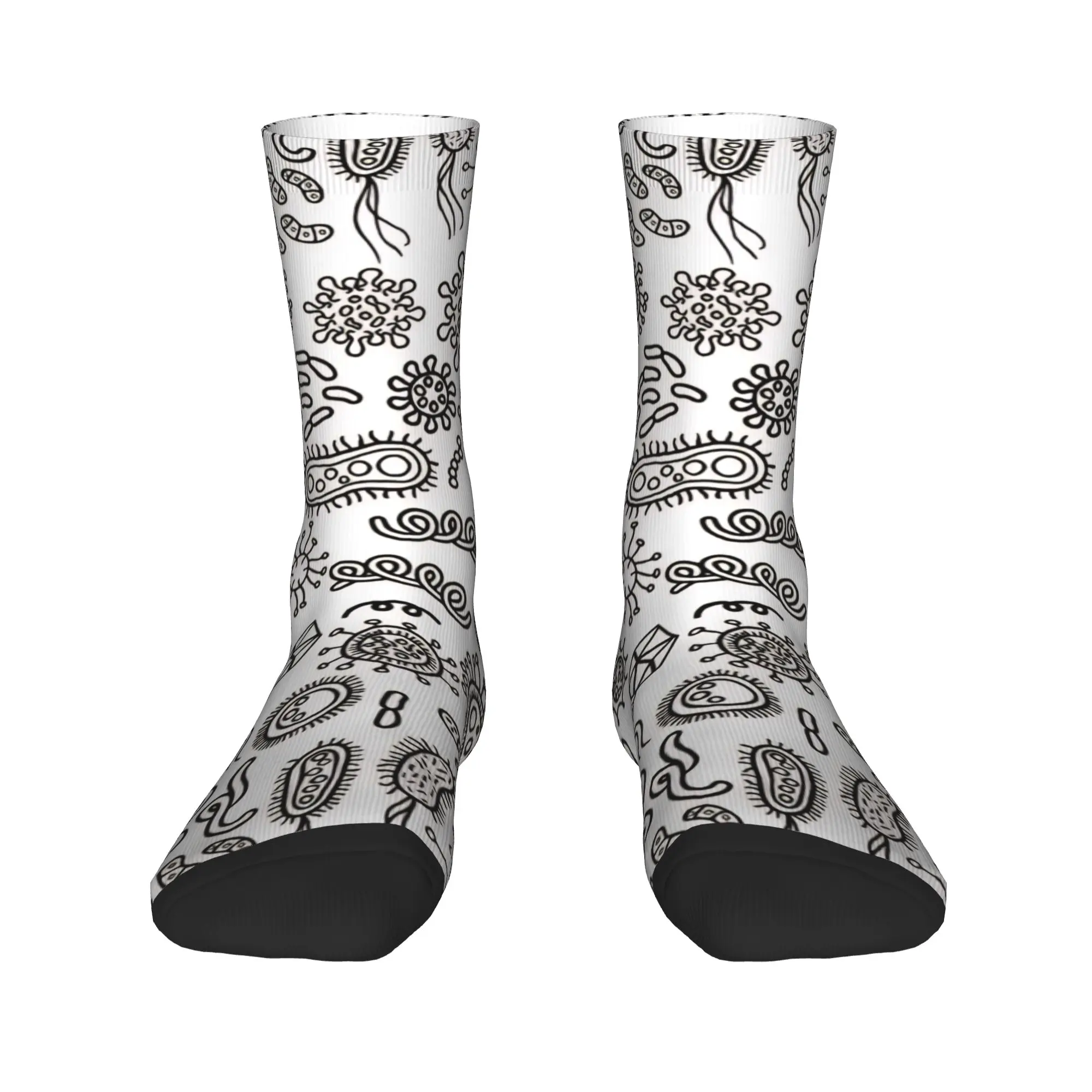 Vírus e bactérias microbios meias padrão moda meias inverno antiderrapante meias casal ciclismo médio macio meias