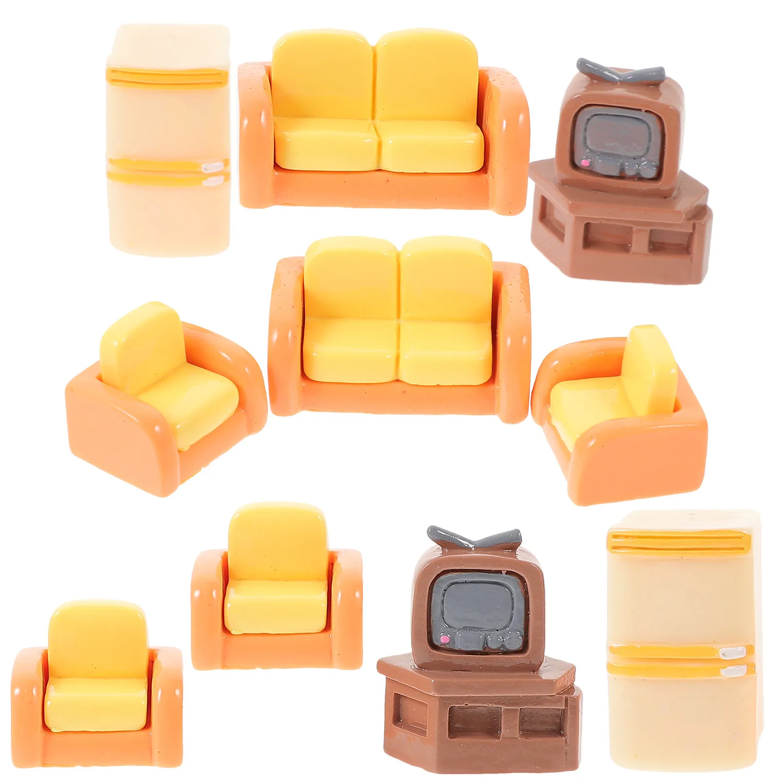 

Набор миниатюрной мебели для кукольного домика: компактный и легкий декор из искусственной смолы с высокой степенью имитации, включая мини-диван.