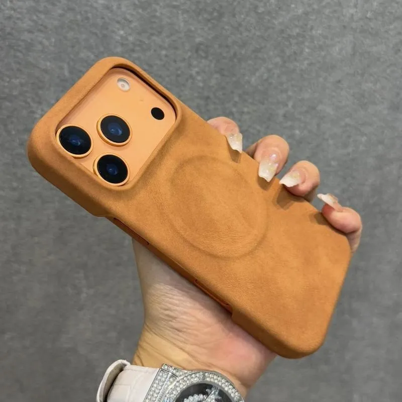 Luxury Sheepskin Feel Leather Magnetic Case for IPhone 17 Pro Max 13 12 14 15 Plus 16 Pro Max 17 Air for Magsafe Matte Cover