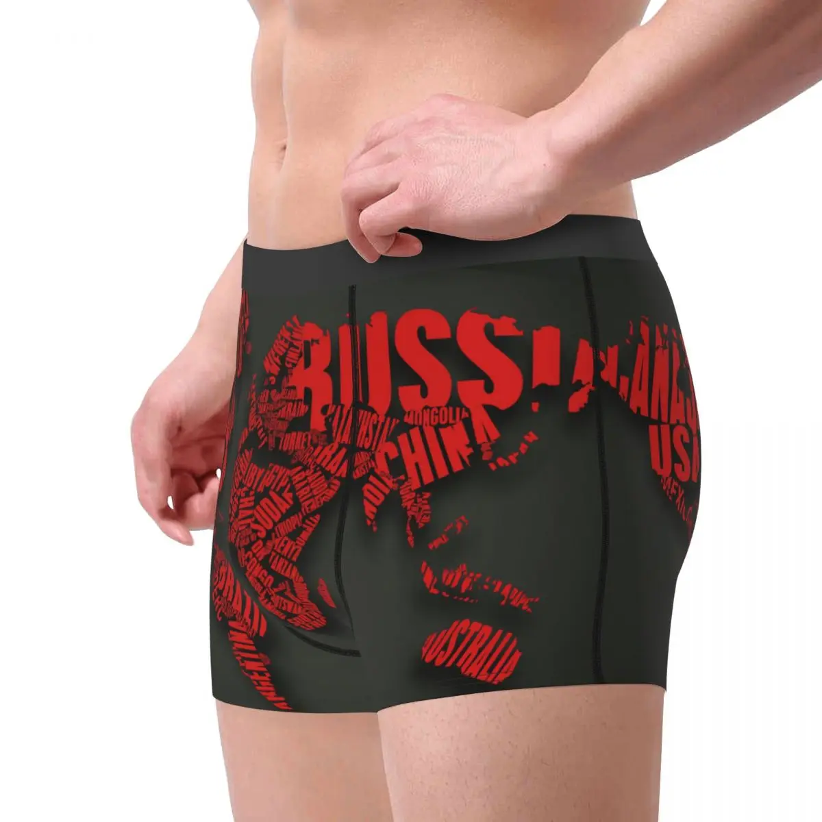 Funny Boxer Map Countries Asia World Map Shorts Panties Briefs Men Underwear Breathable Underpants for Male Plus Size