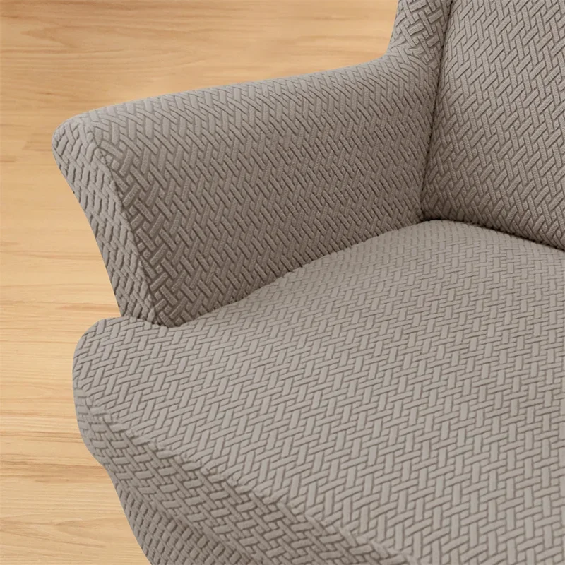 2 teile/satz Jacquard Flügel Stuhl Abdeckungen Einfarbig Stretch Wingback Sessel Schonbezüge Anti-schmutzige Möbel Protector Dekor – Detail 11