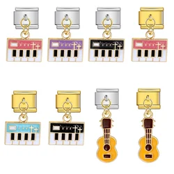 New Trend Guitar Keyboard Italian Charm Links Fit 9mm Stainless Steel Bracelet Jewelry DIY Making Jewelry For Women Men