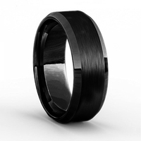 US Size 8mm Bright Polish Black Color Titanium Ring For Men