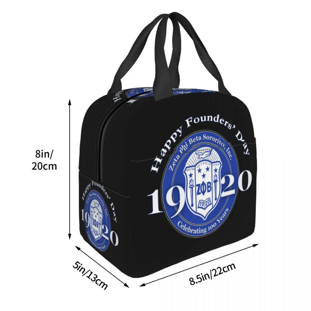 Zeta Phi Beta Lunch Bag Isolado para Mulheres, Refrigerador Térmico Reutilizável, Lancheira de Comida, Recipiente de Piquenique para Crianças, Tote da Escola, Crianças