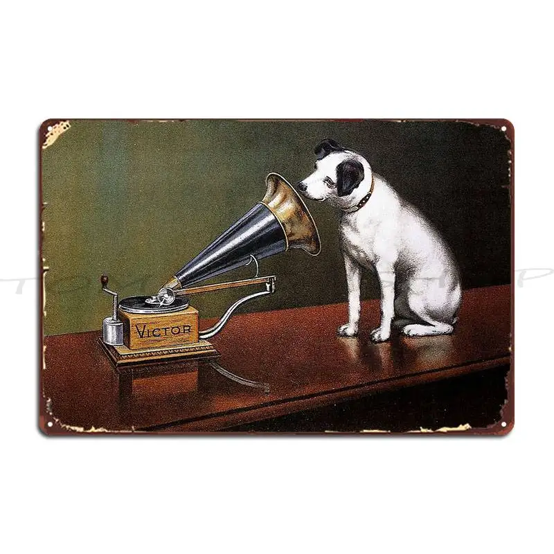 Vintage Dog Gramophone Classial Music Metal Signs Cinema Garage Wall Decor Cave Designer Tin Sign Poster