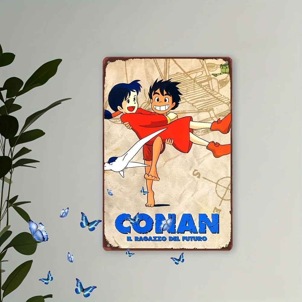 Metall-Conan-Blechschild - Retro-Cartoon-Wandkunst für Schlafzimmer- und Wohnzimmerdekoration, Perfektes Urlaubsgeschenk für Fans, Bar-Akzent |   Vintage