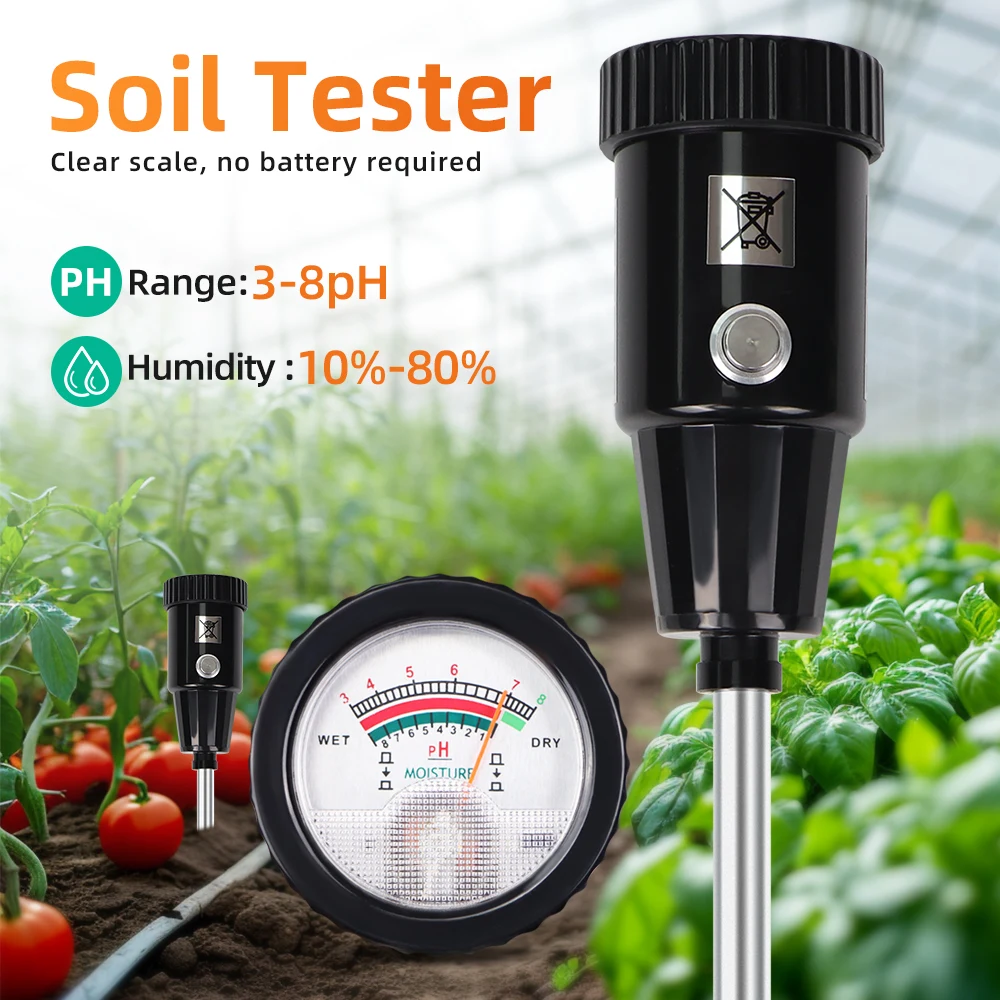 2 in 1 Soil Moisture Meter PH Meter Acidity Humidity Tester Metal Sensor Probe Flowers Planting Soil PH Tester Garden Tool