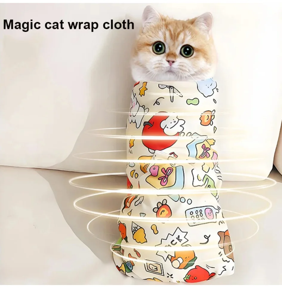 

Cat Grooming Wrap Self-Adherent Cat Swaddle Burrito Wrap Anti-Bite Anti-Scratch Anti-Escape for Medicine Nail Clipping Pet Tool