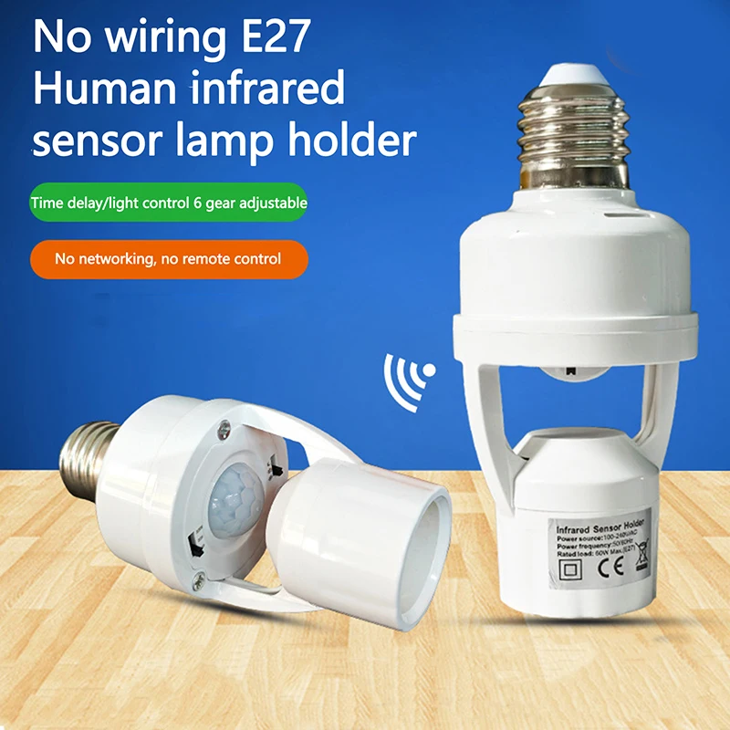 AC85-265V Motion Sensor Lamp Head Base E27 E26 Switch Bulb Holder Socket Adapter Converter Human Induction Infrared Body Sensor