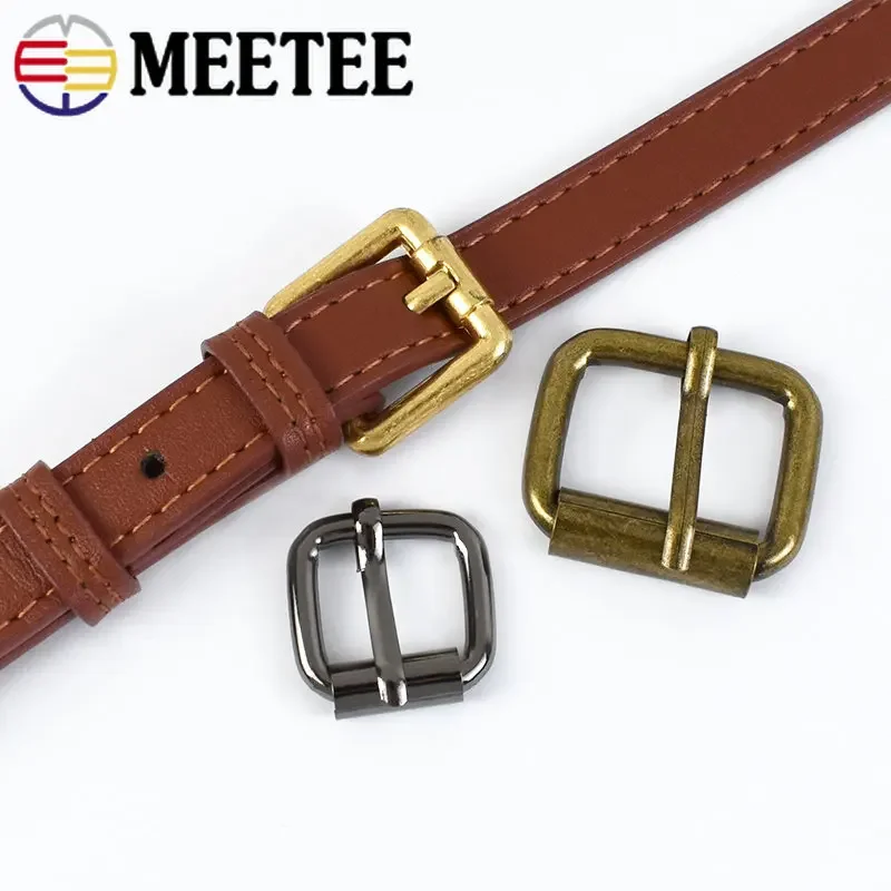 5Pcs Meetee 13-38mm Metal Buckles For Belt Shoes Bag Strap Webbing Slider Adjust Roller Pin Buckle DIY Leather Craft