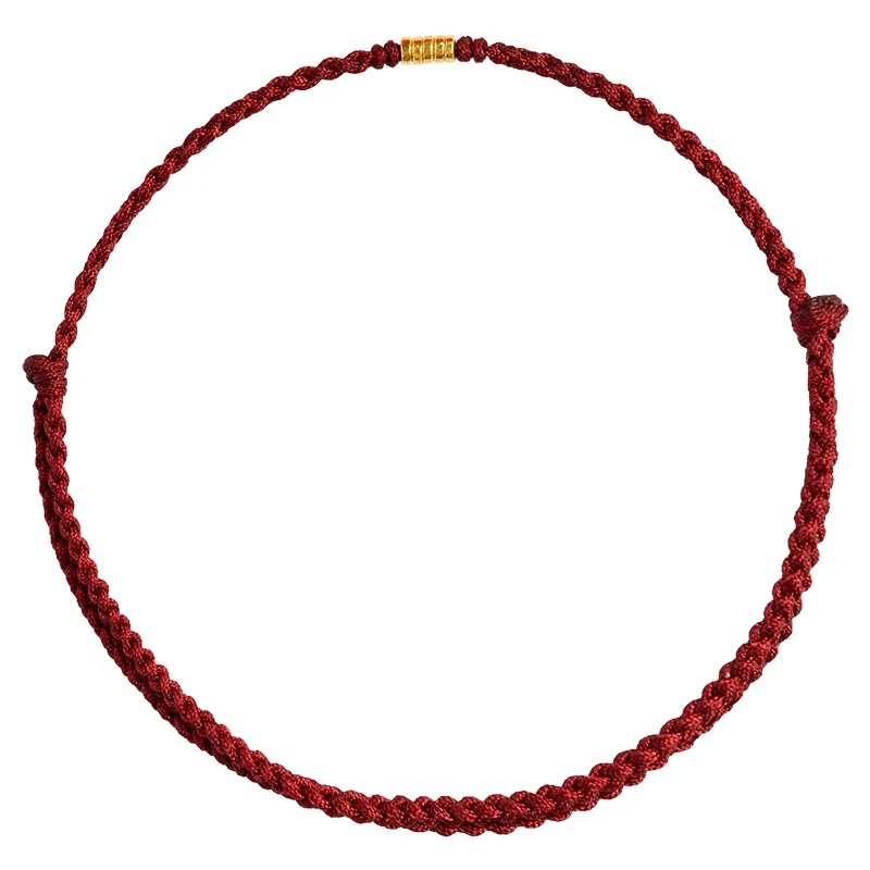 High Quality Real 24K Yellow Gold Multilayer Circle Bracelet for Women Men 999 Glossy Red String Bracelet Couple Lover Red Rope