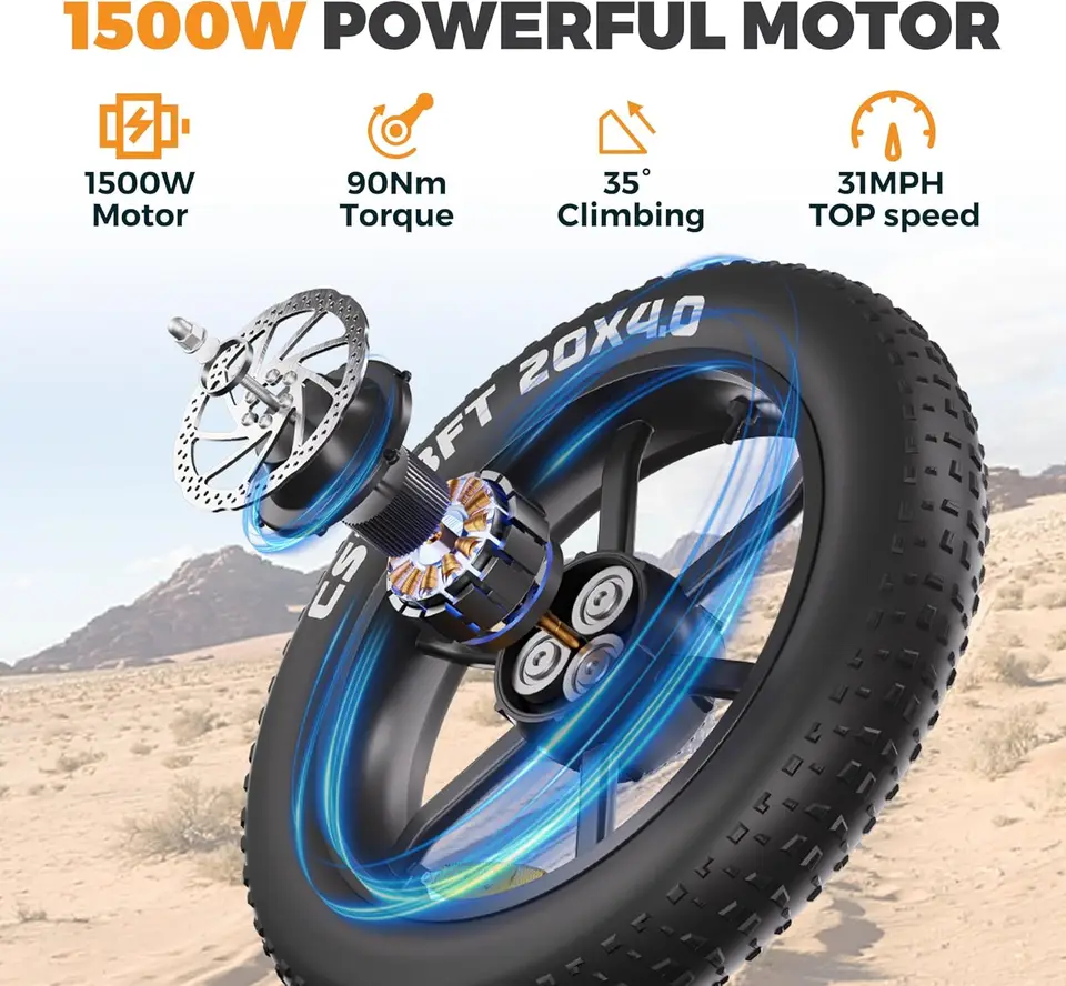 Folding Electric Bike for Adults, Space Aluminum Frame,1000/1500w Brushless Motor Foldable Ebike, 48v16/17.5ah Removabl image 4