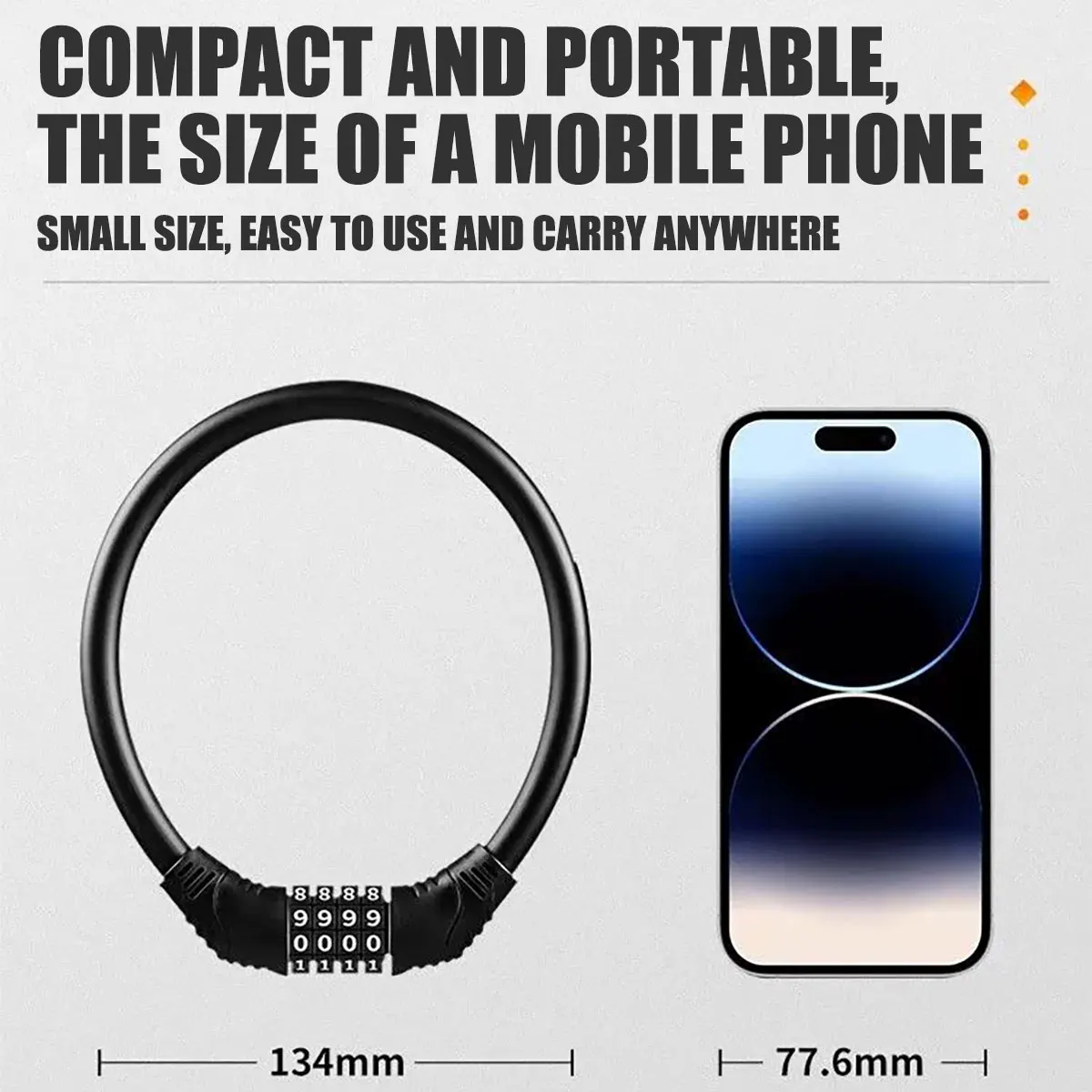 1pc 4 Digital Code Anti-Theft Bicycle Cable Lock Mini Size Stainless Steel Security Locks Portable Combination Code Padlock
