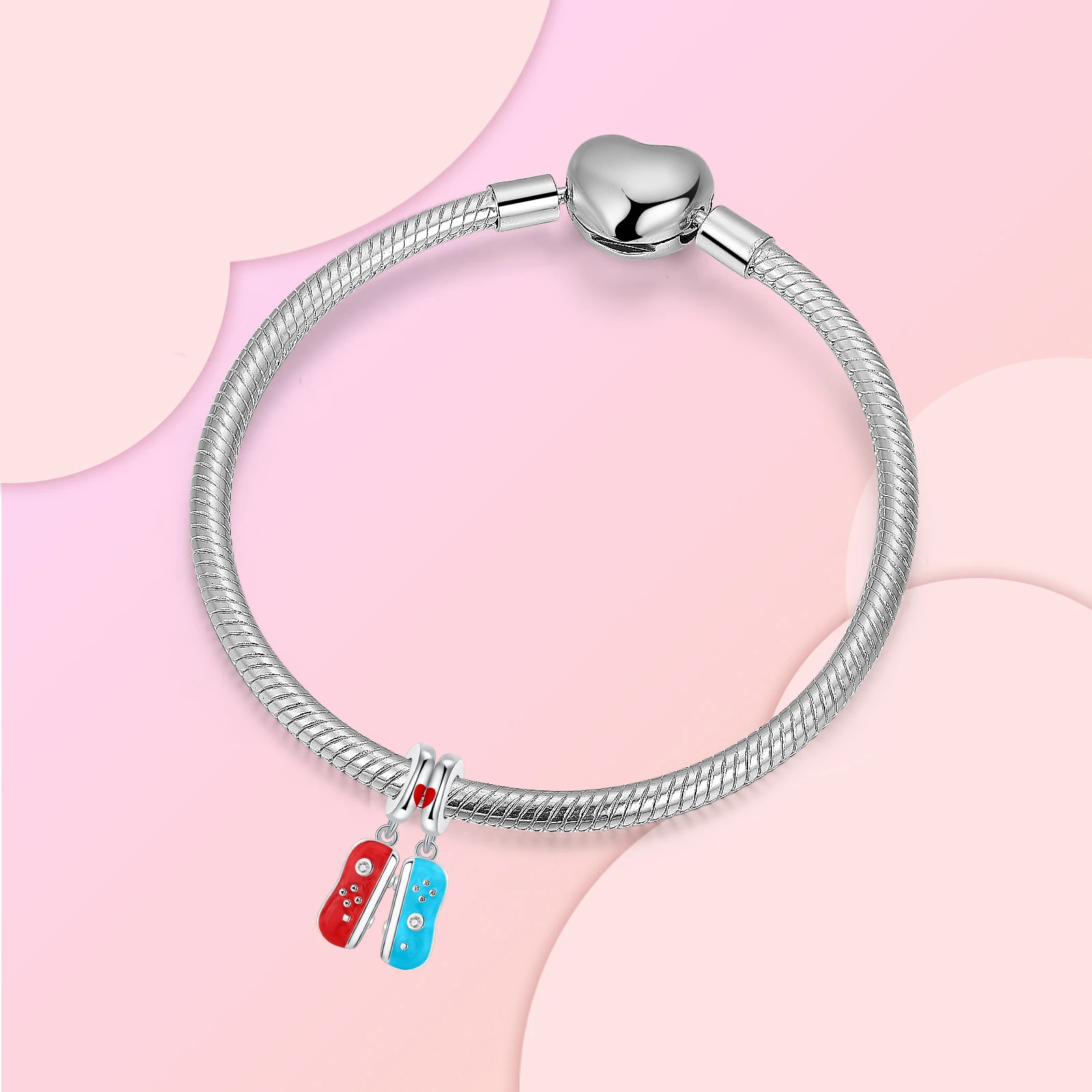 لعبة غمبد قلادة للنساء ، 925 فضة ، أحمر ، أزرق ، يناسب أساور باندورا الأصلية ، لتقوم بها بنفسك ، صنع المجوهرات ، هدية