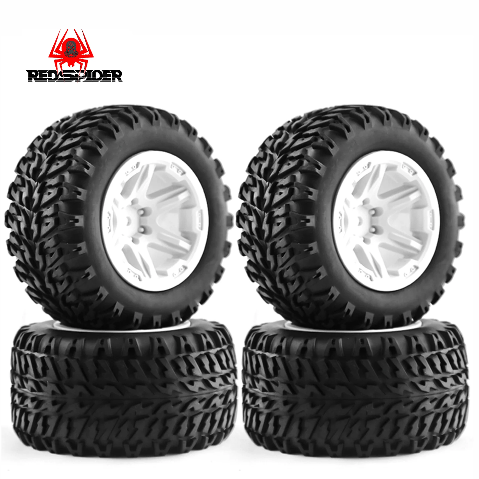 RED SPIDER 100mm 12mm Hex Rubber Tires Wheels for  Pro MJX Hyper Go 14210 16210 1/14 1/16 RC Monster Truck Upgrade