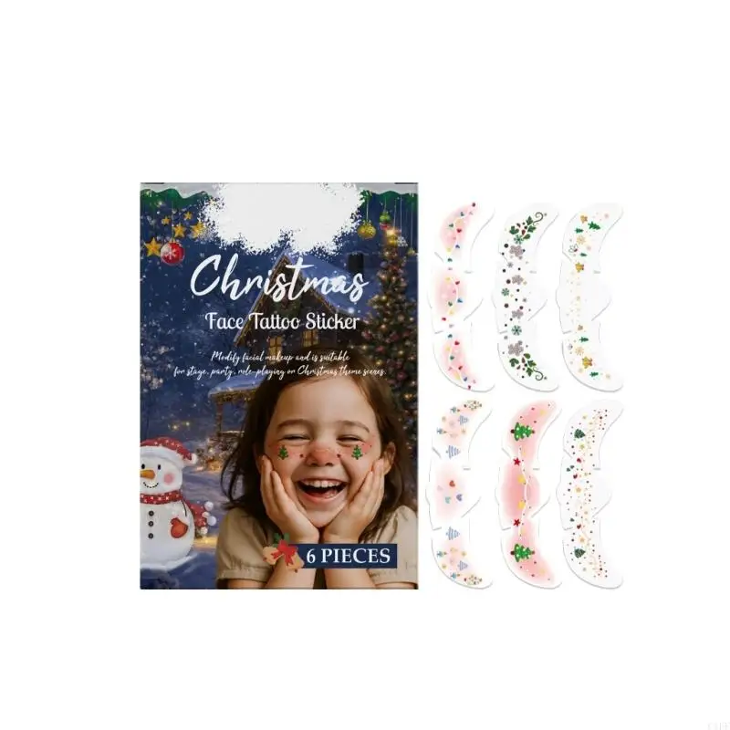 

C1FF 6 шт. съемные наклейки для украшения лица праздничный дизайн быстро наносятся для вечеринок