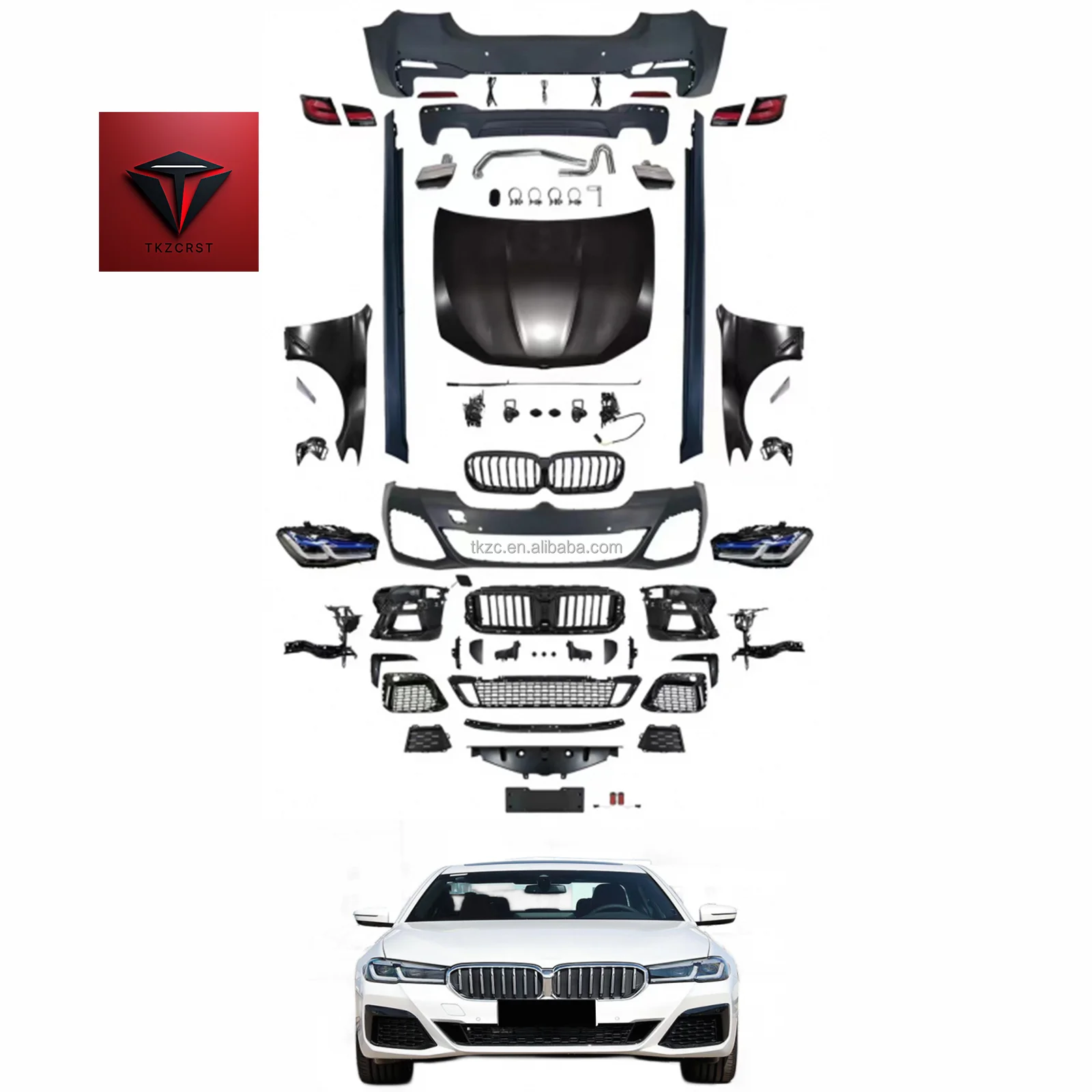 

TKZCRST Auto-Stoßstange Für BMW 5-Serie 2011-2017 F10/F18 Update 2021-2022 G30 MT Karosseriekit Scheinwerfer Rücklicht F10 Altes