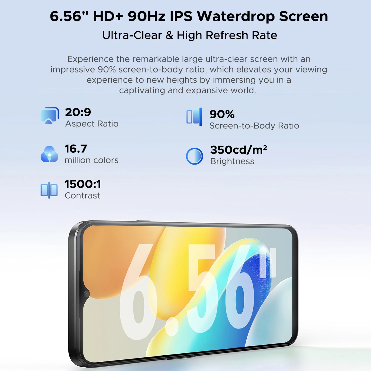 DOOGEE N55 Pro Android 14 Smartphone, 16GB(6+10) RAM 256GB ROM 5150mAh 6.56'' HD+ 90Hz 13MP Face Unlock 3.5mm Earphone Jack